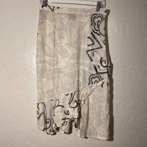 Terracotta asymmetrical skirt, with liner, size 4.